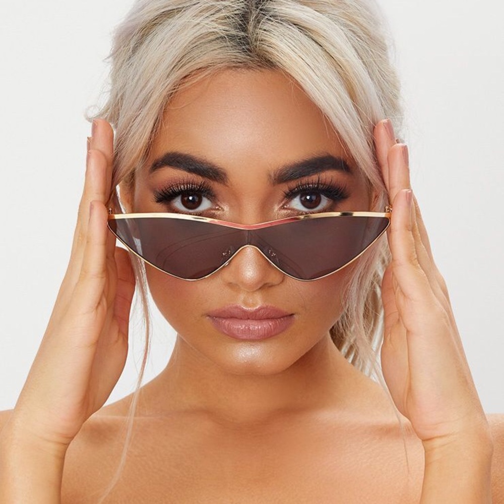 Black extreme cat eye sports sunglasses